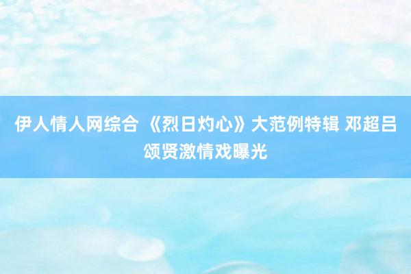 伊人情人网综合 《烈日灼心》大范例特辑 邓超吕颂贤激情戏曝光