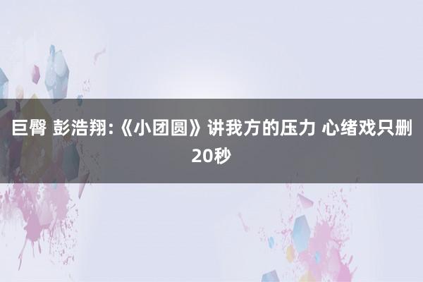 巨臀 彭浩翔:《小团圆》讲我方的压力 心绪戏只删20秒